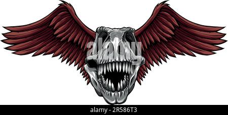 Illustration vectorielle du crâne T-rex avec ailes Illustration de Vecteur
