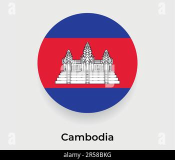 Drapeau Cambodge bulle cercle forme ronde icône vecteur illustration Illustration de Vecteur