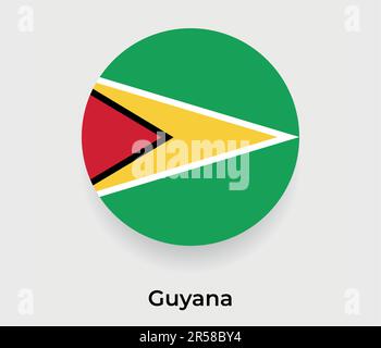 Illustration vectorielle de l'icône représentant un cercle à bulles en forme de cercle au drapeau du Guyana Illustration de Vecteur