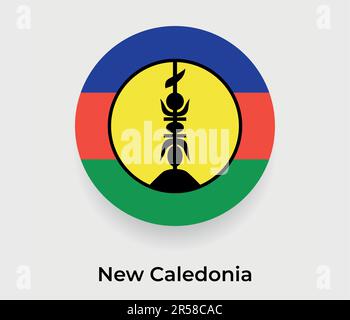 New Caledonia drapeau bulle cercle forme ronde icône illustration vectorielle Illustration de Vecteur