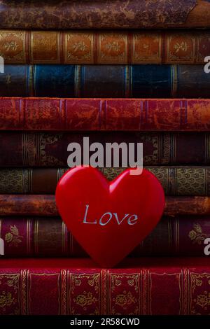 J'aime les vieux livres cœur encore la vie Banque D'Images