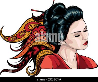 illustration vectorielle de gesha avec ornement de mandala Illustration de Vecteur