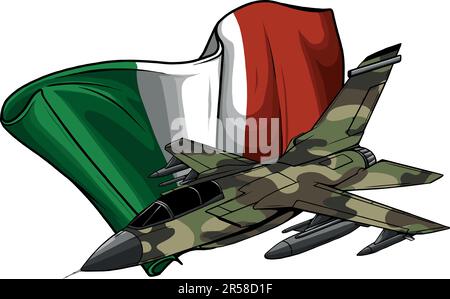 Avions de chasse militaires avec vecteur de drapeau italien Illustration de Vecteur