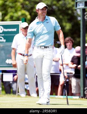1 juin 2023: Rory McIlroy (NIR) réagit après avoir conduit le 1st trous au tournoi commémoratif de Dublin, Ohio. Brent Clark/Cal Sport Media Banque D'Images