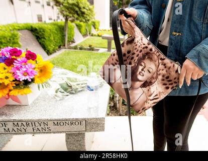 Los Angeles, Californie, États-Unis. 01st juin 2023. Les fans visitent le Pierce Brothers Westwood Village Memorial Park & Mortuary pour laisser des fleurs et des souvenirs à la crypte de la légende hollywoodienne Marilyn Monroe, qui aurait 97 ans aujourd'hui. (Credit image: © Brian Cahn/ZUMA Press Wire) USAGE ÉDITORIAL UNIQUEMENT ! Non destiné À un usage commercial ! Banque D'Images