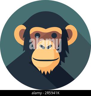 Adorable mascotte de singe assise dans un cercle isolé Illustration de Vecteur