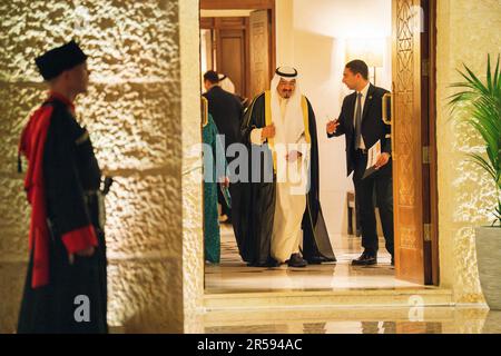 Amman, Jordanien. 01st juin 2023. Invités au Palais Al Husseiniya à Amman, sur 01 juin 2023, pour assister à la réception de mariage et au banquet royal crédit: Cour hachémite royale/Albert Nieboer/pays-Bas OUT/point de vue OUT/dpa/Alay Live News Banque D'Images