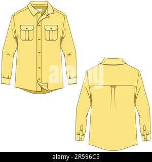 Chemise manches longues à l'avant et à l'arrière, effet vectoriel Illustration de Vecteur
