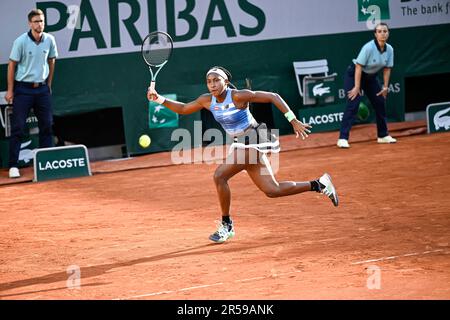 Paris, France. 01st juin 2023. Cari Coco Gauff des Etats-Unis lors de l'Open de France, tournoi de tennis Grand Chelem sur 1 juin 2023 au stade Roland Garros à Paris, France. Crédit : Victor Joly/Alamy Live News Banque D'Images