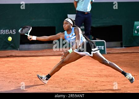 Paris, France. 01st juin 2023. Cari Coco Gauff des Etats-Unis lors de l'Open de France, tournoi de tennis Grand Chelem sur 1 juin 2023 au stade Roland Garros à Paris, France. Crédit : Victor Joly/Alamy Live News Banque D'Images