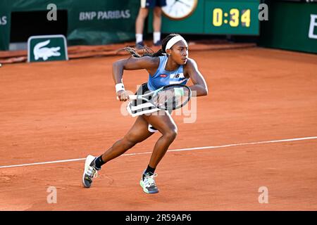 Paris, France. 01st juin 2023. Cari Coco Gauff des Etats-Unis lors de l'Open de France, tournoi de tennis Grand Chelem sur 1 juin 2023 au stade Roland Garros à Paris, France. Crédit : Victor Joly/Alamy Live News Banque D'Images