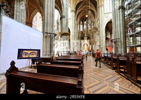 Vienne, Autriche. Église votive de Vienne. Exposition de Dian Kostov dans l'église votive Banque D'Images