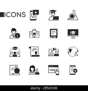 Remise des diplômes et éducation - ensemble d'icônes de style de design de ligne Illustration de Vecteur