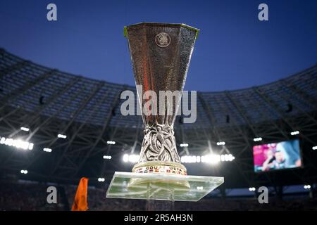 Budapest, Hongrie. 31st mai 2023. Vue générale de l'arène de Puskas avec le trophée lors du match final de l'UEFA Europa League entre le FC Séville et AS Roma à l'arène de Puskas, Budapest, Hongrie sur 31 mai 2023. Credit: Giuseppe Maffia/Alay Live News Banque D'Images