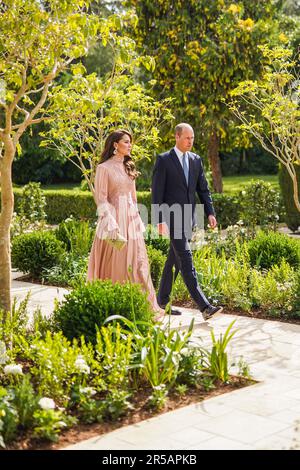 Amman, Jordanie. 01st juin 2023. Le prince et la princesse de Galles, William et Kate assistent à la cérémonie de mariage de leurs Altesses royales le prince héritier Al Hussein et la princesse Rajwa Al Hussein au Palais Zahran à Amman, en Jordanie, sur 1 juin 2023. (Photo de la Cour royale hachémite RHC via Credit: SIPA USA/Alamy Live News Banque D'Images