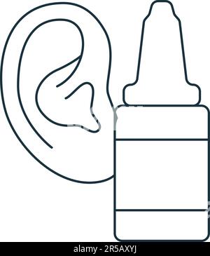 Icône gouttes d'oreille. Affiche monochrome simple de la collection de la pharmacie. Icône Ear Drops pour logo, modèles, web design et infographies. Illustration de Vecteur