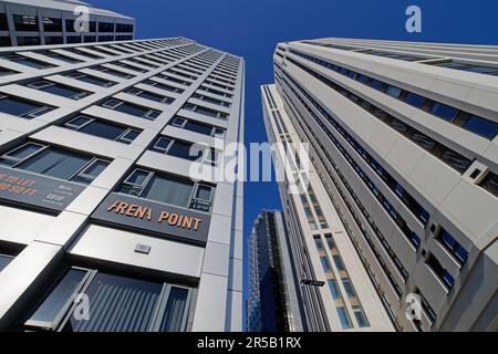 Royaume-Uni, West Yorkshire, Leeds, City Center gratte-ciel sur Merrion Way. Banque D'Images