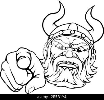 Personnage de dessin animé Viking Mascot Illustration de Vecteur