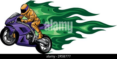 Illustration vectorielle de Fiery Sports Motorbike Racer Illustration de Vecteur