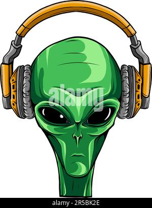 Illustration vectorielle de la tête Alien avec casque. Illustration de Vecteur