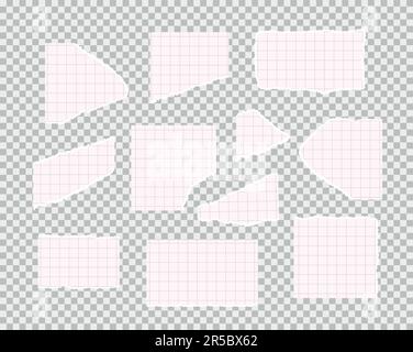 Lignes blanches raillées, livre de notes, papier de notes mathématiques pièces illustrations vectorielles sur fond transparent. Illustration de Vecteur