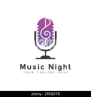 Musique logo Design écouter musique nuit logotype musique Note Haut-parleur Illustration de Vecteur