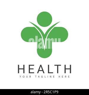 Logo Santé Design plus Sign Logotype soins infirmiers Illustration de Vecteur