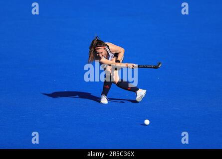 Laura Unsworth en Grande-Bretagne pendant le match féminin de la FIH Hockey Pro League à Lee Valley, Londres. Date de la photo: Vendredi 2 juin 2023. Banque D'Images