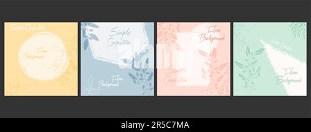 Une collection d'arrière-plans avec une composition florale abstraite dans le style du minimalisme. Disposition pour couvertures, peintures, reproductions d'intérieur, affiches et Illustration de Vecteur