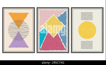 Jeu d'arrière-plans pour le design intérieur, l'affiche et les imprimés. Style minimaliste de formes géométriques déformées. Composition abstraite en Flat sty Illustration de Vecteur
