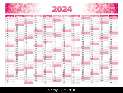 calendrier annuel 2024 en avant de la france Banque D'Images