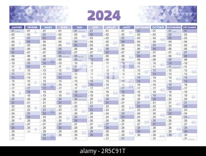 calendrier annuel 2024 en avant de la france Banque D'Images