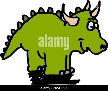 Vector illustration d'un mignon petit dinosaure vert sur blanc Banque D'Images
