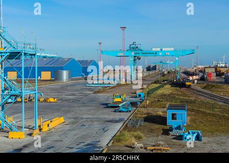 Grues à conteneurs, Port de Zeebrugge, Belgique Banque D'Images