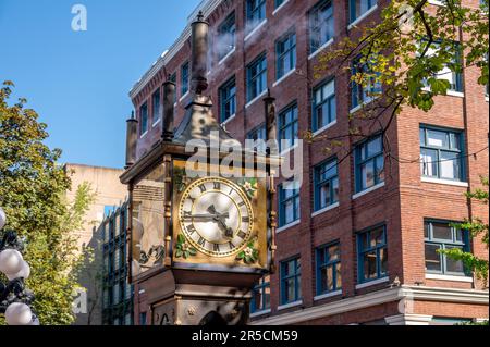 Vancouver (Colombie-Britannique) - 26 mai 2023 : horloge historique à vapeur à Gastown. Banque D'Images