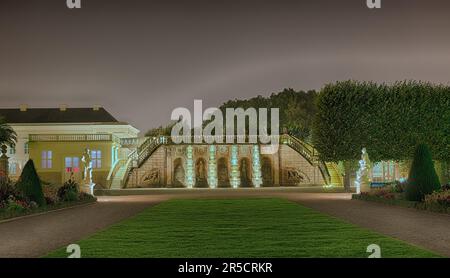 Herrenhaeuser Gardens Palace illuminait Hanovre en Allemagne Banque D'Images