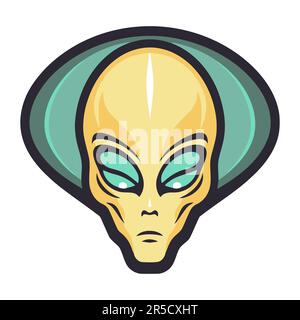 Image d'extraterrestre. Jolie tête de dessin animé extraterrestre isolée sur fond blanc. Illustration vectorielle Illustration de Vecteur