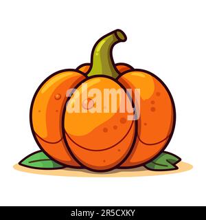 Mignon citrouille d'orange. Icône en forme de citrouille isolée. Affiche en forme de citrouille plate. Illustration vectorielle Illustration de Vecteur