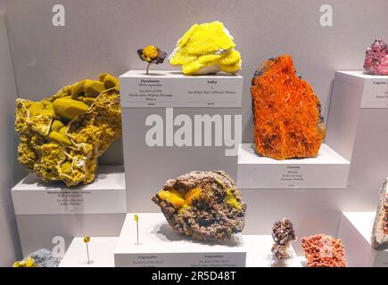 Crystals dans le Musée national d'histoire naturelle de Washington DC, Etats-Unis. Banque D'Images