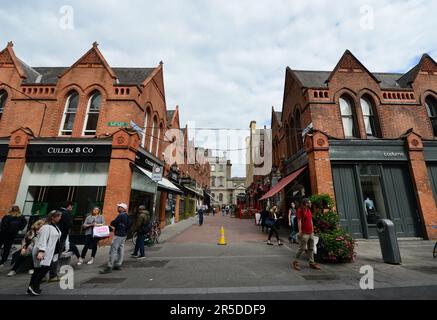 Vue sur le marché du château depuis Drury Street à Dublin, Irlande. Banque D'Images