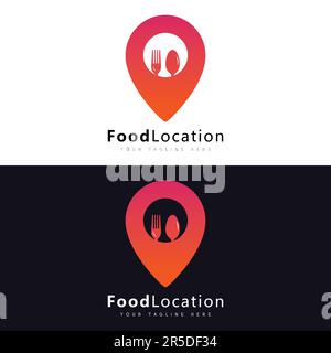 Emplacement des aliments logo Design Delivery Sign App Infographic Fork and Spoon logotype Illustration de Vecteur