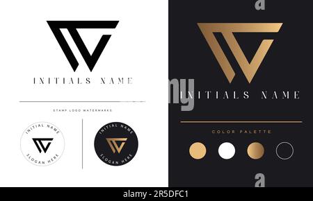 Design de luxe WT ou TW initial monogramme avec logo lettre Illustration de Vecteur