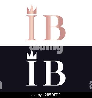 Luxe initial Queen Crown IB ou BI Monogramme texte lettre logo Design Illustration de Vecteur