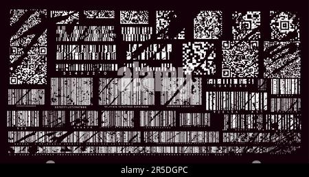 Jeu de codes-barres noirs corrompu Illustration de Vecteur