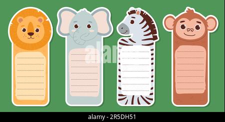 Ensemble de signets animaux Illustration de Vecteur