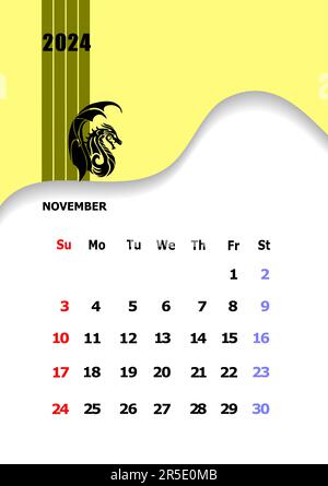 calendrier 2024. Mois. illustration à vecteur de 3d couleurs Illustration de Vecteur