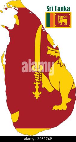 Carte et drapeau du Sri Lanka Illustration de Vecteur
