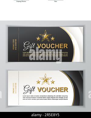 Modèle de bon cadeau Vector. Prospectus universel pour les entreprises. design vectoriel noir blanc de luxe pour les grands magasins, les entreprises. . Illustration de Vecteur