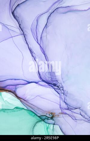 Texture de la mer à l'encre d'alcool. Une touche artistique. Illustrations liquides. Tourbillon éthéré abstrait. Fragment d'illustration. Art moderne et tendance Inspiré par le ciel Banque D'Images