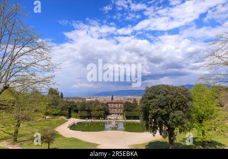 Jardins Boboli à Florence, juste derrière le Palais Pitti, Italie. La famille Médicis a créé le style du jardin italien. Banque D'Images